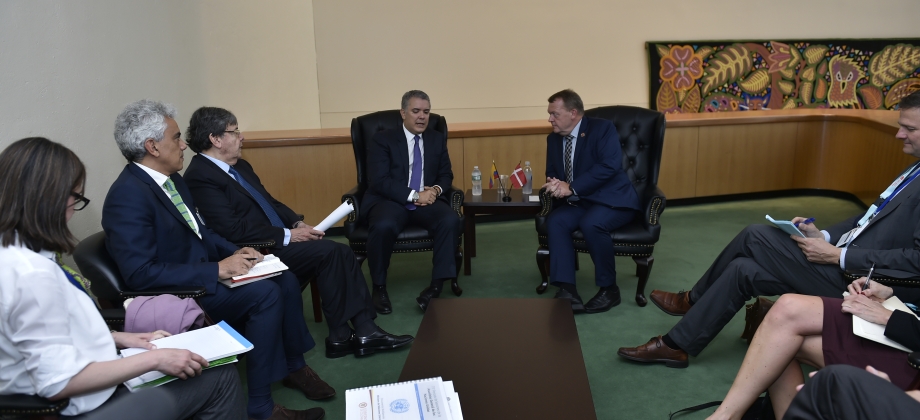 El Canciller Trujillo acompañó al Presidente Duque durante el encuentro bilateral con el Primer Ministro de Dinamarca, Lars Rasmussen