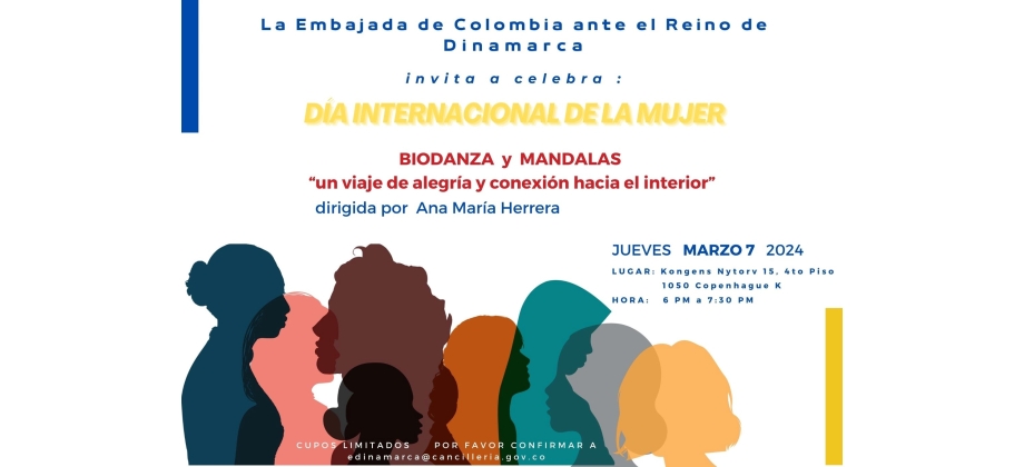 La Embajada de Colombia en Dinamarca invita a celebrar el Día Internacional de la Mujer, el 7 de marzo de 2024