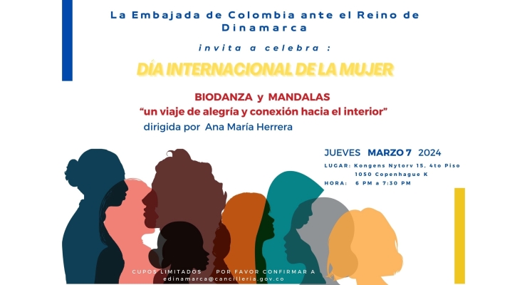 La Embajada de Colombia en Dinamarca invita a celebrar el Día Internacional de la Mujer, el 7 de marzo de 2024