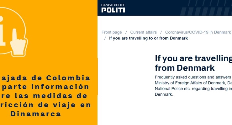 Embajada comparte información sobre las medidas de restricción de viaje en Dinamarca